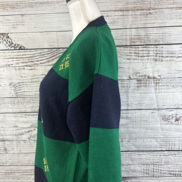 Vintage Koret Cardigan Sweater size Small Green Navy Wool Gold Embroidery Granny - Picture 7 of 11